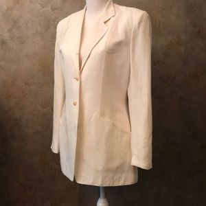 Classic white linen blazer w flare